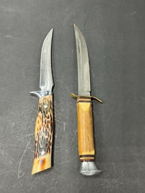 Edge Brand Solingen Germany Stag Handle Knife & Camillus # 1012 Composite Stag Fixed Blade Knife