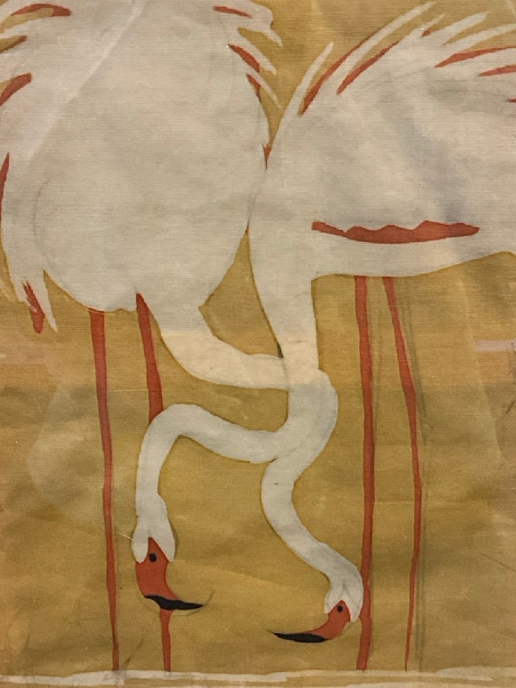 Vintage African Hand Painted Cloth Framed (1 of 3)