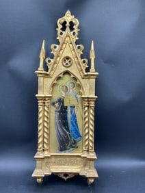 Angels Tempera in Wood with Gold Gilt Frame
