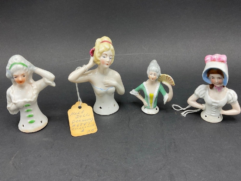 (4) German & Japanese Bisque Half Dolls (1 of 4)