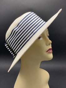 Betmar Navy Strip with Buttons Woven Hat