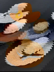 Vintage Four (4) Designer Summer Straw Hats