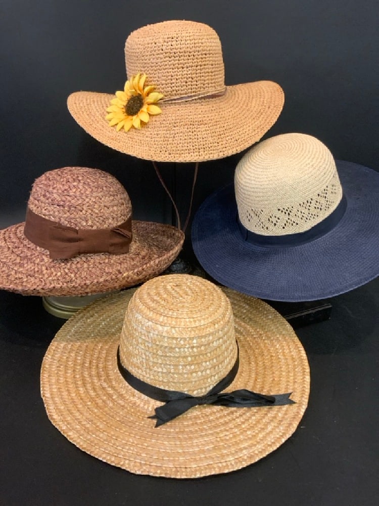 Vintage Four (4) Designer Summer Straw Hats (1 of 10)
