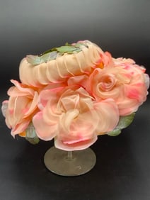 Vintage Bamberger’s NJ Peach Spring Floral Hat
