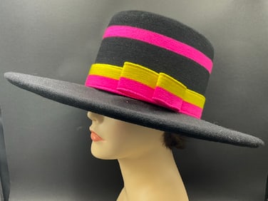 Vintage 1980s Mr. Blackwell Wide Brim Wool Hat