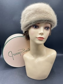 Vintage Italian Belmar Angora Rabbit Fur Hat w/ Jenny Banta Box
