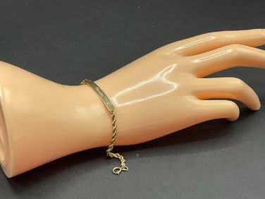 14K Yellow Gold Rope Chain ID Bracelet “Donna