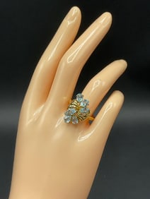 10K  Yellow Gold Vintage Aquamarine Cocktail Ring
