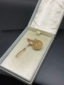 10K Gold New York State Police Badge Tie Tack and Chain