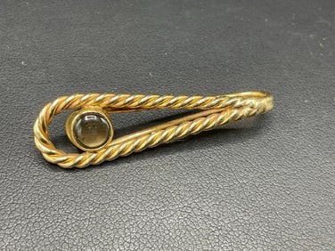 14K Vintage Men's Tie Clip with Cats Eye