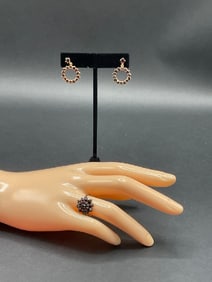 14K  Garnet Earrings and  Bohemian Garnet Ring