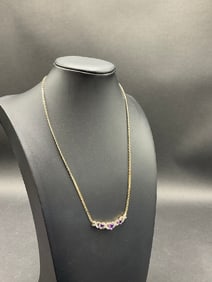 10K Amethyst and Diamond 17?? Necklace