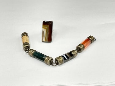 Estate Scottish Agate Ring and Bracelet