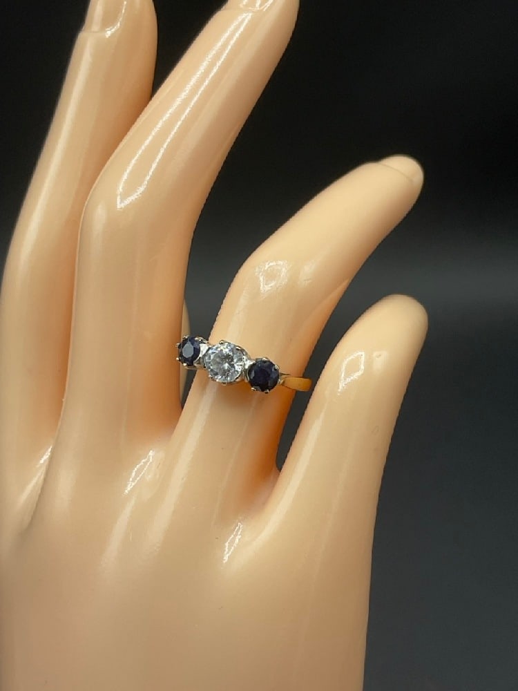Antique Diamond and Blue Sapphire Ring (1 of 5)