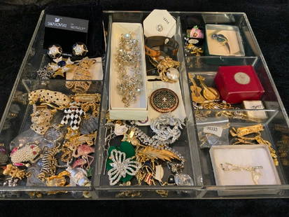 Estate Compiled Designer Costume Jewelry Lot: Designer Costume Jewelry Lot Including: Vendome,J.J., Holly Craft, Kenneth Lane, Swarovski and Monet