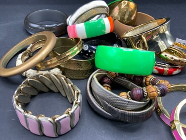 Estate Compiled Bin of Costume Bangle Bracelets