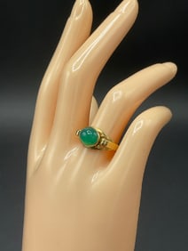 18K Yellow Gold Jade Ring