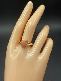 14K Gold Pink Coral Ring