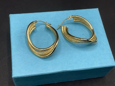 14K Yellow Gold Triple Hoop Earrings