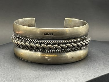 Solid Silver Cuff Bracelet w/ Touch Marks