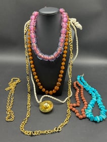 Estate Compiled Jewelry Necklaces, Turquoise, Glass Etc.