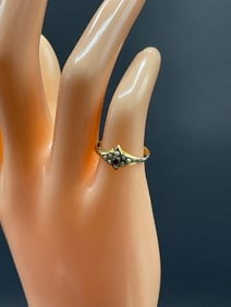 9ct. Antique Gold Ring Ruby and Seed Pearls