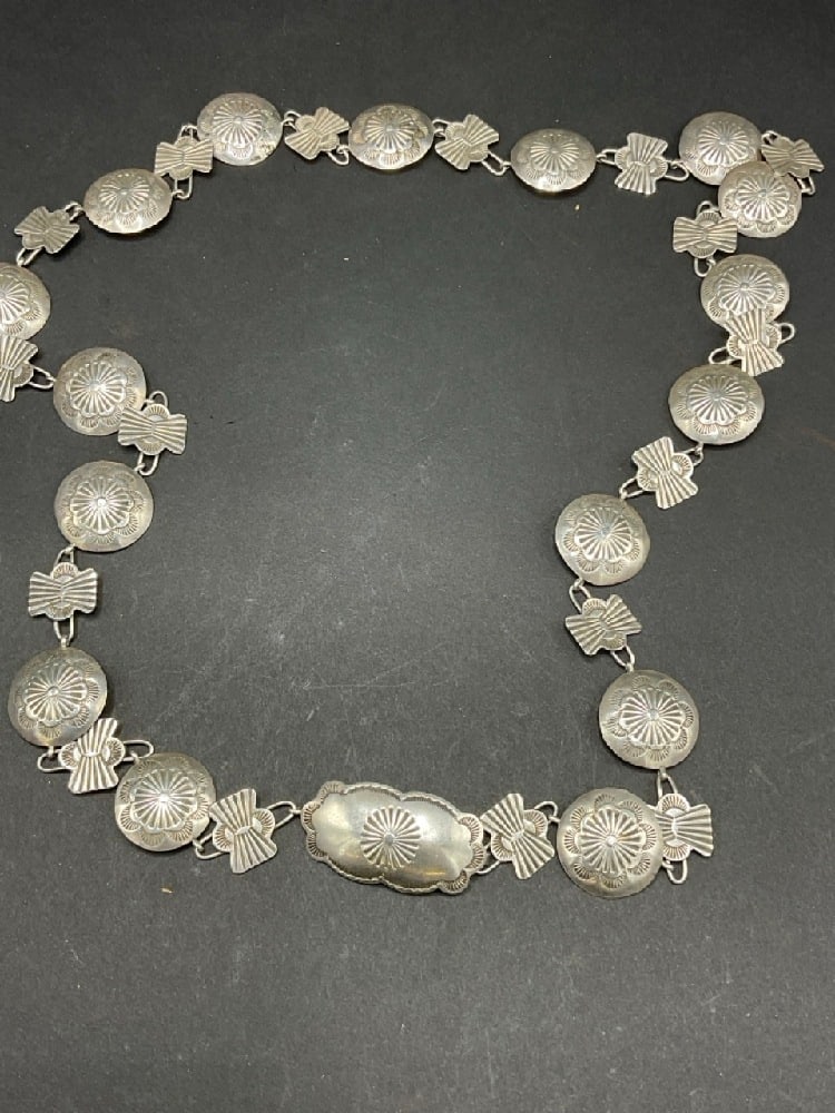 36" Navajo Indian Vintage Sterling Silver Belt (1 of 5)