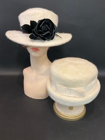 (2) Vintage Italian Rabbit Fur Hats - Gibbe Hat Paris/New York, Angorette