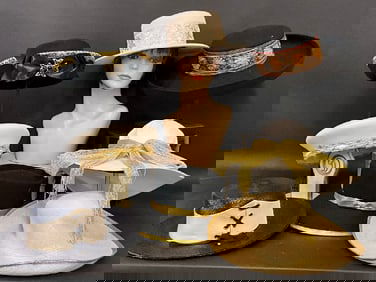 (8) Vintage Designer Hats w/ Gold Accents - Eric Javits, Joe Bill Miller Michael Howard, Adolfo New