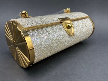 Vintage Lucite Sparkling Confetti w/ Gold Purse