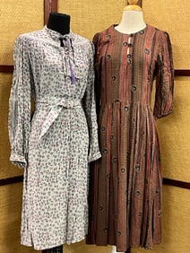 Two (2) Vintage Silk and Rayon Dresses