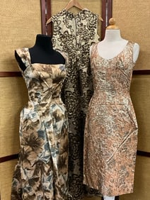 Three (3) Vintage Shimmering Gold Evening Dresses