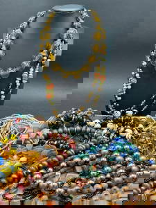 Estate Compiled Costume Jewelry, Beaded Stone Necklaces Etc.