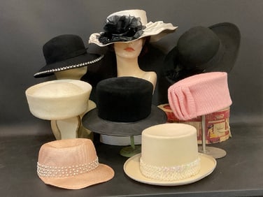 (8) Vintage Designer Fashion & Top Hats