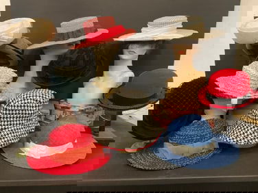 (11) Vintage Wide Brim, Fedora & Pill Box Hats