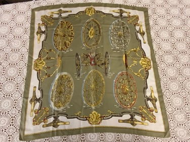 Signed Vintage Hermes Silk Scarf