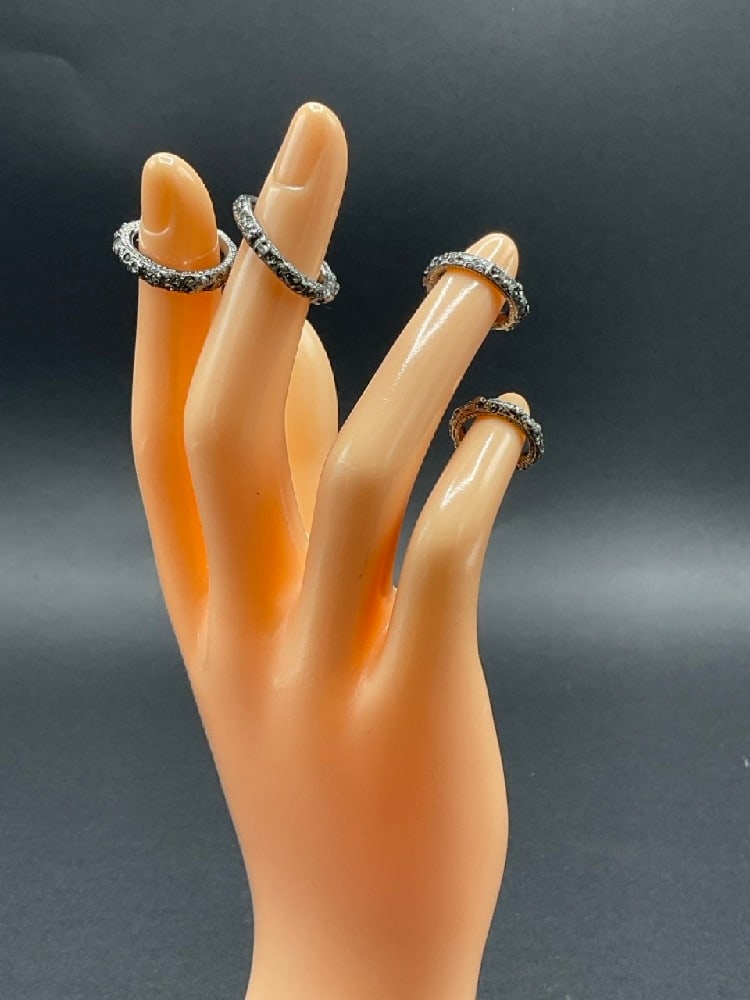 Four (4) Chanel Runway Stacking Mid Rings: Four (4) Chanel Runway Stacking Mid Rings. Each on signed. Guaranteed authentic.