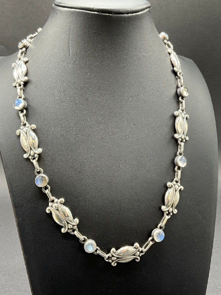 Art Deco Sterling Silver Moonstone Necklace (1 of 6)