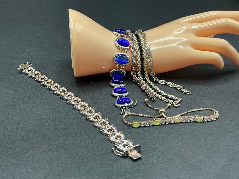 Six (6) Piece Sterling Silver Bracelets (1 of 4)