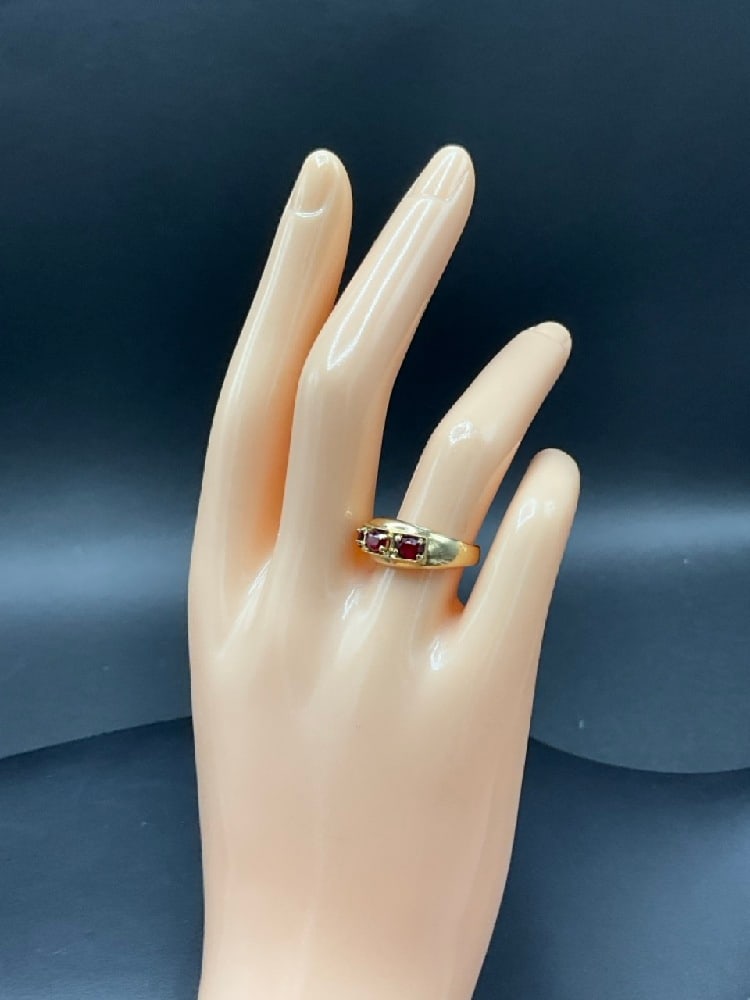 14K Yellow Gold Three Stone Ruby Ring (1 of 5)