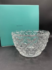 Tiffany & Co. Crystal Lattice Bamboo Glass Bowl