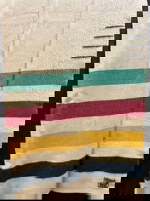Vintage Hudson Bay Style Whitney Point 100% Pure Wool Blanket