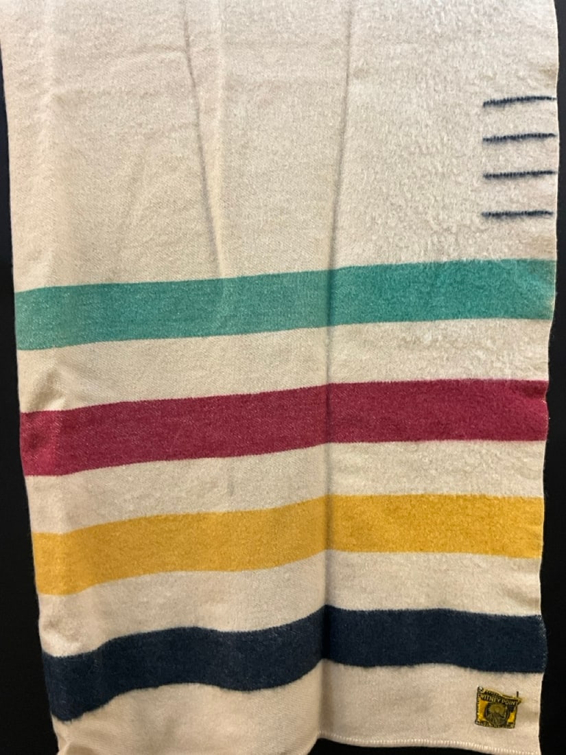 Vintage Hudson Bay Style Whitney Point 100% Pure Wool Blanket (1 of 2)