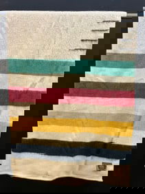 Vintage Hudson Bay Style Whitney Point 100% Pure Wool Blanket