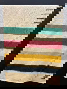 Vintage Hudson Bay Style Whitney Point 100% Pure Wool Blanket: Vintage Hudson Bay Style Whitney Point 100% Pure Wool Blanket Dimensions: 86 1/2” x 65 1/2”