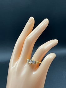 18K Yellow Gold Three Stone Lady's Ring