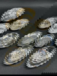 Nine (9) Piece 830S Silver Scandinavian Dishes: Nine (9) Piece 830S Silver Scandinavian Dishes.Total weight: 273 grams.Dimensions: 3 1/2” - 4 3/4” diameter.