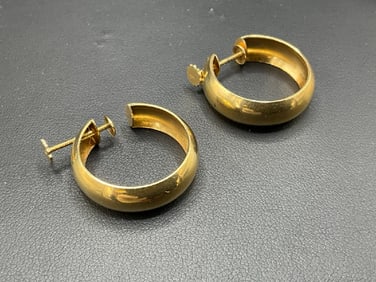 14K YG Screwback Hoop Earrings