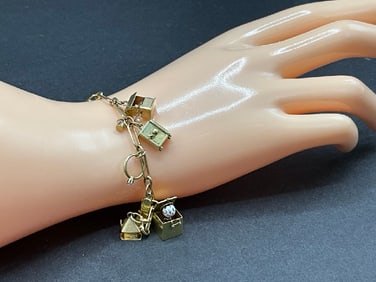 Vintage 14K Yellow Gold Whimsical Charm Bracelet