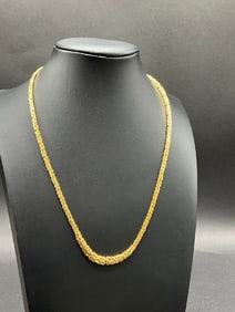 14K Yellow Gold Byzantine Chain Necklace 18
